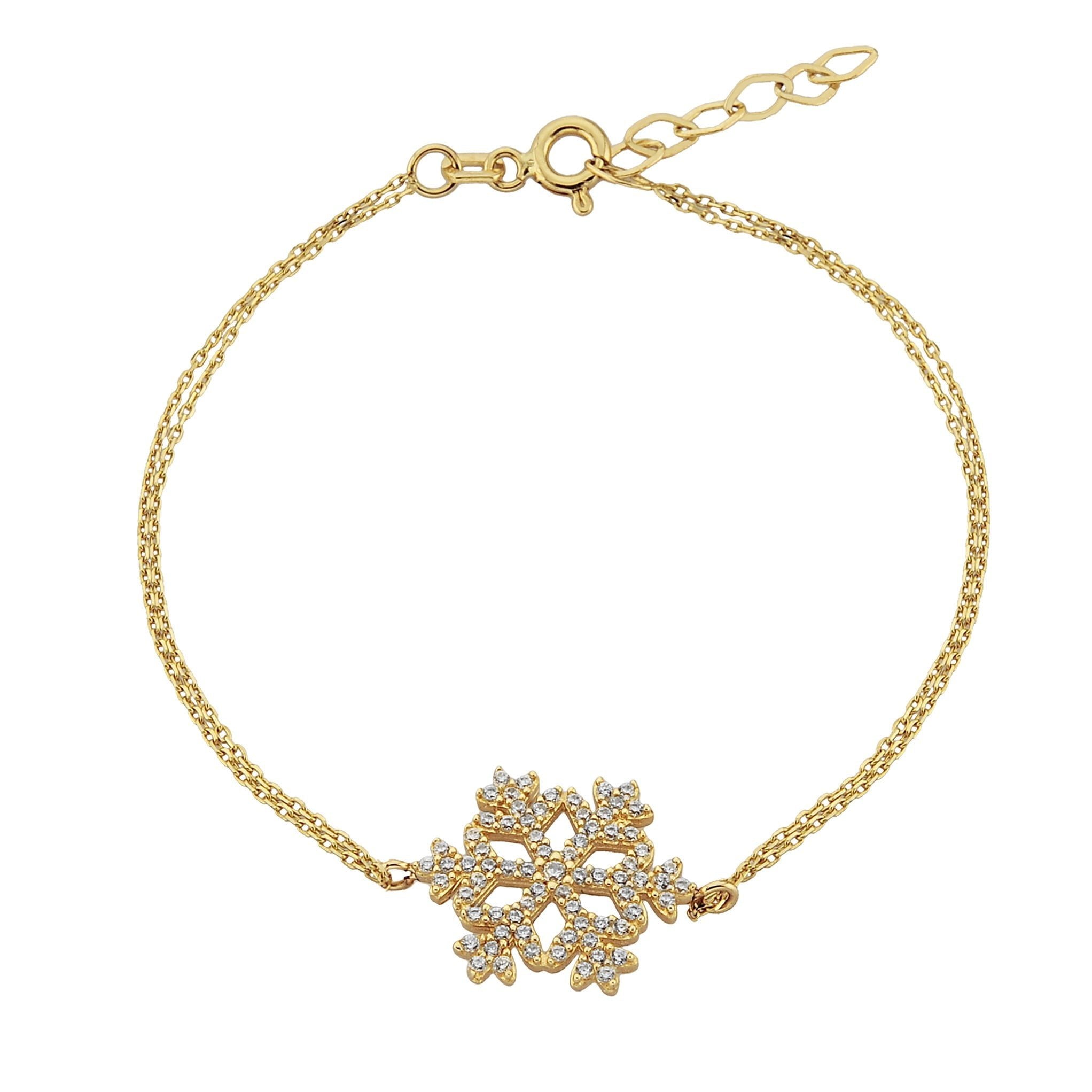 14K Real Solid Gold Snowflake Cute Elegant Dainty Charm Delicate Trendy Bracelet Best Birthday Gift for Women Jewelry winter spring fall love art christmas mother her girlfriend